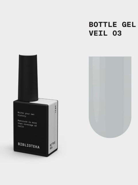 BIBLIOTEKA Bottle gel 03 Veil - mlecznobiały żel do wzmocnienia paznokci, 10 ml