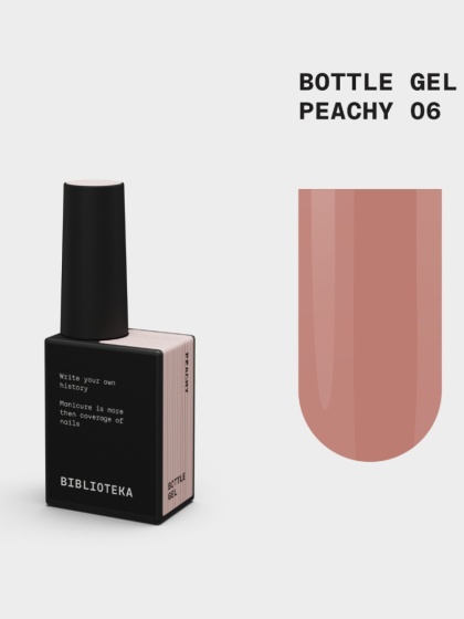 BIBLIOTEKA Bottle gel 06 Peachy - brzoskwiniowy żel do wzmocnienia paznokci, 10 ml