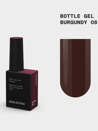 BIBLIOTEKA Bottle gel 08 Burgundy - bordowy żel do wzmocnienia paznokci, 10 ml