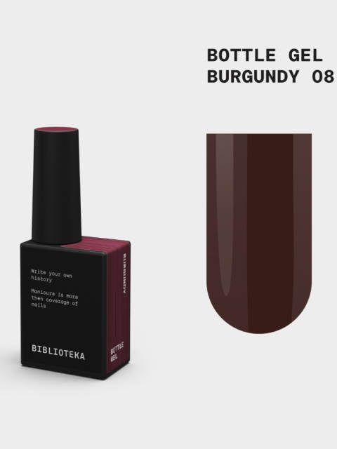 BIBLIOTEKA Bottle gel 08 Burgundy - bordowy żel do wzmocnienia paznokci, 10 ml