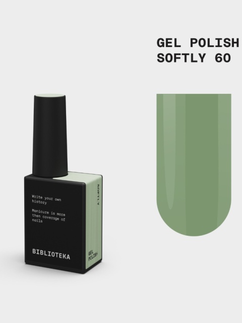 BIBLIOTEKA Gel Polish 60 Softly, 10 ml - lakier hybrydowy (przygaszona zieleń)