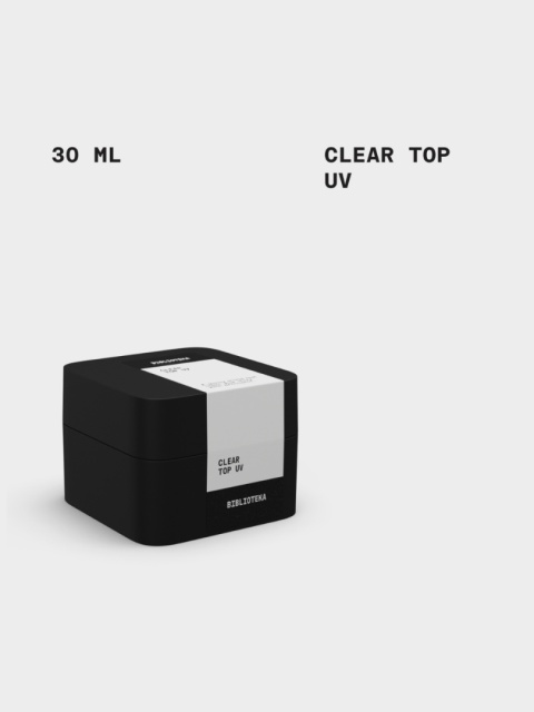 BIBLIOTEKA CLEAR TOP UV - błyszczący top bez lepkiej warstwy z UV-filtrem, 30 ml