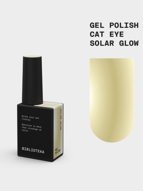 BIBLIOTEKA Cat Eye Gel Polish 10 Solar Glow, 10 ml - złoty lakier hybrydowy z efektem „kociego oka"