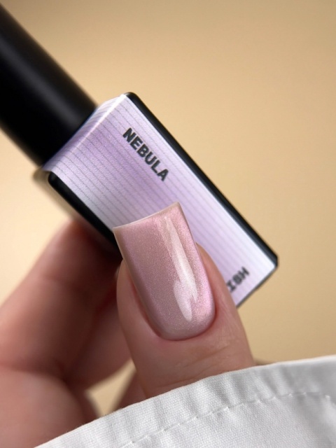 BIBLIOTEKA Cat Eye Gel Polish 15 Nebula, 10 ml - różowy lakier hybrydowy z efektem „kociego oka"