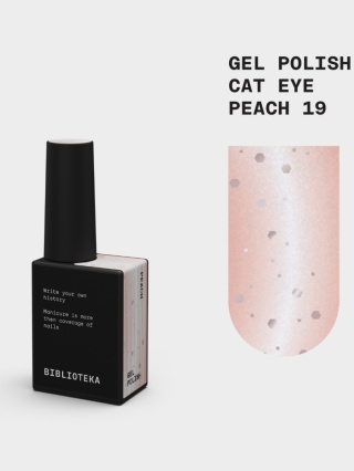 BIBLIOTEKA Cat Eye Gel Polish 19 Peach, 10 ml - brzoskwiniowy lakier hybrydowy z efektem „kociego oka"