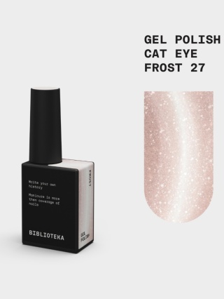 BIBLIOTEKA Cat Eye Gel Polish 27 Frost, 10 ml - różowo-beżowy lakier hybrydowy z efektem „kociego oka"
