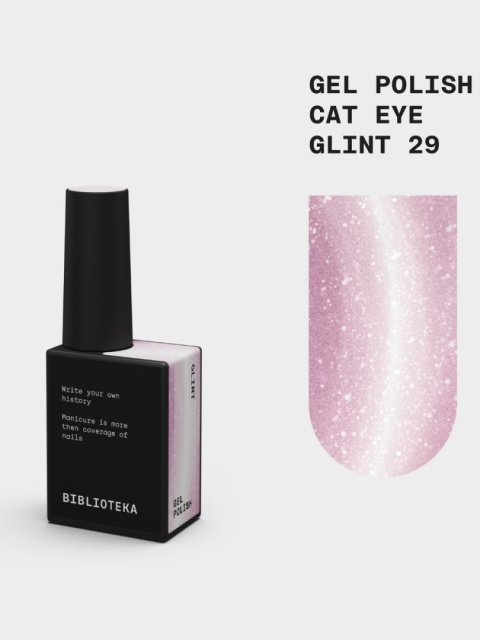 BIBLIOTEKA Cat Eye Gel Polish 29 Glint, 10 ml - różowo-złoty lakier hybrydowy z efektem „kociego oka"