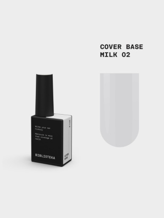 BIBLIOTEKA Cover Base 02 Milk - kamuflująca baza hybrydowa w delikatnym, mlecznobiałym odcieniu, 10 ml