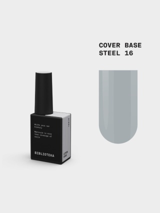 BIBLIOTEKA Cover Base 16 Steel - kamuflująca baza hybrydowa w delikatnym, jasnoszarym odcieniu, 10 ml