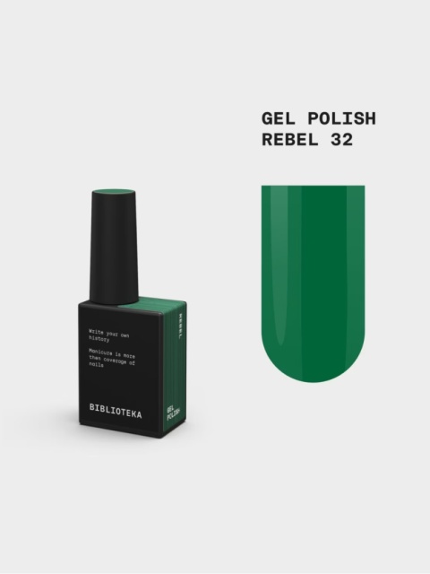 BIBLIOTEKA Gel Polish 32 Rebel, 10 ml - lakier hybrydowy (ciemna, butelkowa zieleń)