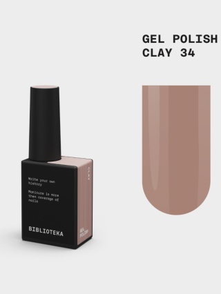 BIBLIOTEKA Gel Polish 34 Clay, 10 ml - lakier hybrydowy (ciepły beżowy)