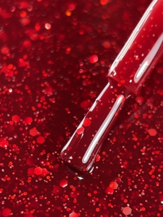 BIBLIOTEKA Gel Polish Ruby Red, 10 ml - lakier hybrydowy (czerwień z sześciokątnymi drobinkami)