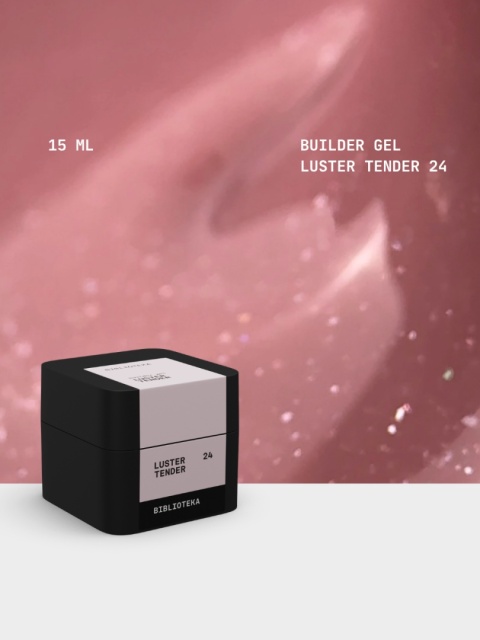 BIBLIOTEKA Builder gel 24 Tender Luster - pudroworóżowy żel budujący z delikatnymi drobinkami, 15 ml