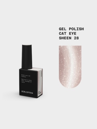 BIBLIOTEKA Cat Eye Gel Polish 28 Sheen, 10 ml - szampański złoty lakier hybrydowy z efektem „kociego oka"