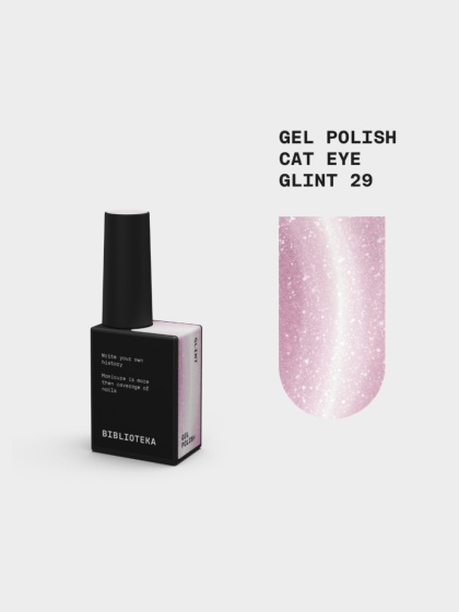 BIBLIOTEKA Cat Eye Gel Polish 29 Glint, 10 ml - różowo-złoty lakier hybrydowy z efektem „kociego oka"