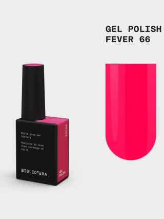 BIBLIOTEKA Gel Polish 66 Fever, 10 ml - lakier hybrydowy (neonowy czerwono-różowy)