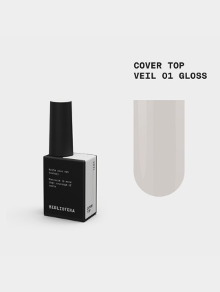 BIBLIOTEKA Gloss Cover Top VEIL 01 - mleczny top hybrydowy bez warstwy dyspersyjnej, 10 ml