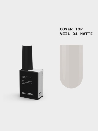 BIBLIOTEKA Matte Cover Top VEIL 01 - matowy mleczny top hybrydowy bez warstwy dyspersyjnej, 10 ml