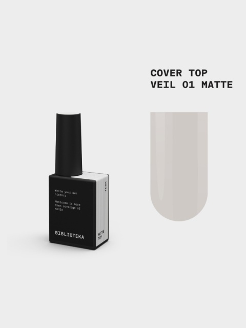 BIBLIOTEKA Matte Cover Top VEIL 01 - matowy mleczny top hybrydowy bez warstwy dyspersyjnej, 10 ml